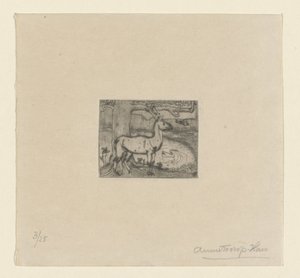 Deer by a Tree in Front of a Pond by Jan Toorop