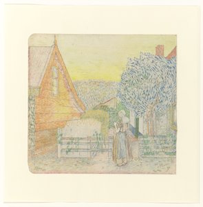 Zeeland Girl, Knitting in a Courtyard
