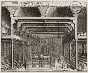 Interior of the Portuguese Synagogue in Amsterdam by Jan Veenhuysen