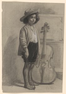 Boy Standing by a Cello by Jan Veth