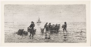 Fishermen Emptying a Sloop on the Beach