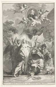 Allegorical Title Page with Portrait of Writer Edward Simson by Jan Wandelaar