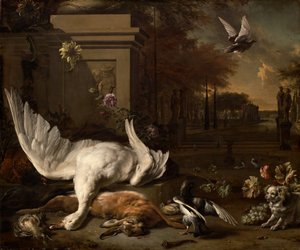 Still Life with Goose and Game before a Country Estate, c.1685 by Jan Weenix