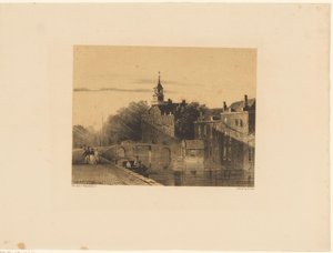 Cityscape with canal by Jan Weissenbruch