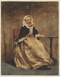 Seated Woman Next to a Small Table