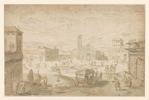 The Month of February: Carnival Scene in an Italian Square