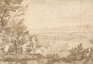 Commander with Aides on Horseback Directing a Battle