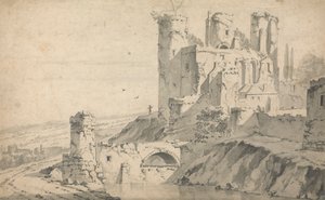 Ruined Castle on a River by Jan Wyck