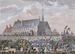 The French royal family passes the Convent at Passy on their journey from Versailles to Paris on 6 October 1789 by Jan after Bulthuis