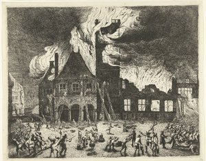 The Fire in the Old Town Hall of Amsterdam, 1652 Depiction of the Old Town Hall in Amsterdam Burned on July 7, 1652 by Jan de Baen