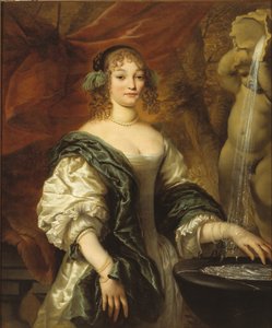 Portrait of a young lady at a fountain