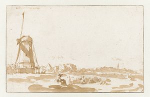 View of a Mill from the Rhine Bank by Jan de Bisschop
