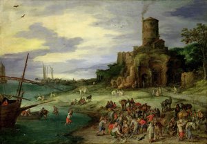 Fishermen on the Shore by Jan the Elder Brueghel