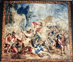 The Battle of the Israelites and Amelikites, from the workshop of Frans and Pieter van der Borcht by Jan van (after) Orley