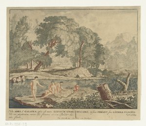Three nymphs bathing in a lake (series title: Scenes from Virgil