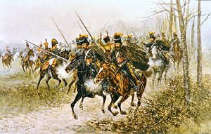 Napoleon and his staff surprised by Cossacks