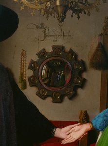 Arnolfini Marriage (detail of mirror) by Jan van Eyck