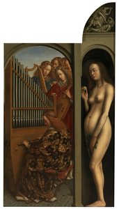 Music-making Angels and Eve by Jan van Eyck