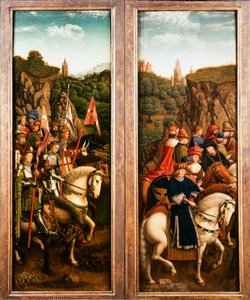 The Ghent Altarpiece. Adoration of the Mystic Lamb: Just Judges and the Knights of Christ