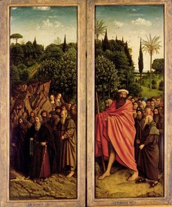 The Ghent Altarpiece. Adoration of the Mystic Lamb: The Holy Hermits and the Holy Pilgrims