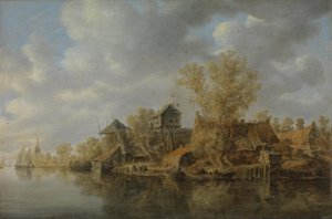 Farmhouses by the River by Jan van Goyen