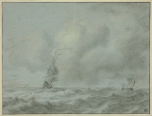 Boats on Ocean by Jan van Goyen