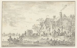 Farmhouse on the Bank of a River by Jan van Goyen