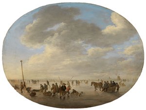 Dutch Flat Landscape with Skaters by Jan van Goyen