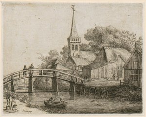 Wooden Bridge, Plate 4 from the Series "Various Landscapes" by Jan van Goyen
