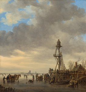 Ice Scene near a Wooden Observation Tower by Jan van Goyen