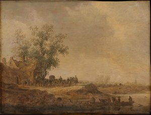 The Stop before the Inn by Jan van Goyen