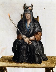 Sorceress, illustration from Costumes of Venetians of almost every age, diligently collected and painted in 18th century, Giovanni di Grevembroch (1731-1807)