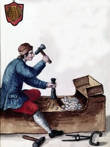 The Manufacture of Coins of the Republic of Venice: Stage of Minting. From the Manuscript "Customs of the Venetians" by Jan van Grevenbroeck by Jan van Grevenbroeck