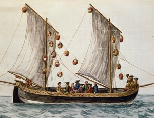 Venetian boat decked out for Feast of Redeemer, by Jan Grevenbroeck, watercolour, Italy