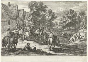 View of a Village with Riders in the Foreground