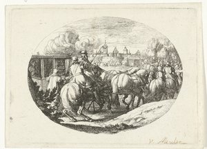 Army and Carriages Moving Towards City Military Scenes from the Life of Louis XIV, King of France (series title)
