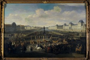 Louis XIV approaching the Pont Neuf, Paris by Jan van Huchtenburgh