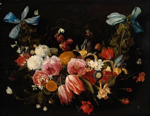 A Swag of Roses, Tulips, Dahlias and Other Flowers