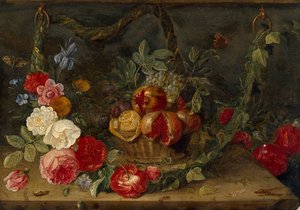 Decorative Still-Life Composition with a Basket of Fruit by Jan van Kessel