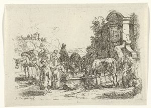 Drinking Cattle at a Spring by Jan van Ossenbeeck