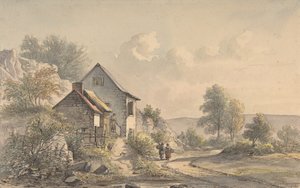 Village Scene with Figures by Jan van Ravenswaay