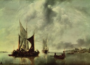 Calm or, Boats near the Coast (after 1651) by Jan van de Capelle or Cappelle
