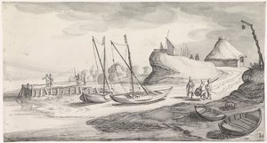 Boats on a Riverbank (Pleasant Landscapes and Delightful Views) by Jan van de Velde (II)