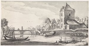 Village by a River (Playsante Lantschappen Ende Vermakelycke Gesichten) by Jan van de Velde (II)