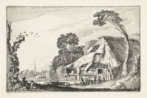 Figures by a Dilapidated Barn