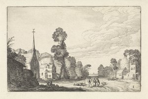 Figures and Cattle in a Village with a Church (series title: Landscapes, Amenissimae Aliquot Requculae)