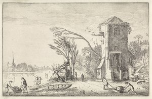 Figures in a Winter Landscape with a Tower (Landscapes) (Amenissimae aliquot requculae)