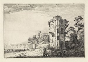 Shepherd by a Tower with a Well (Landscapes, Amenissimae Aliquot Requculae) by Jan van de Velde (II)