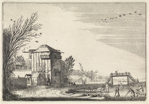 Golf Players on the Ice by a Dovecote (series title: Landscapes, Amenissimae aliquot requculae) by Jan van de Velde (II)