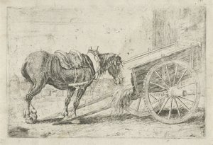Horse by a Cart by Jan van den Hecke